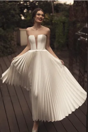 Pleated Skirt Women Informal Dress for Wedding