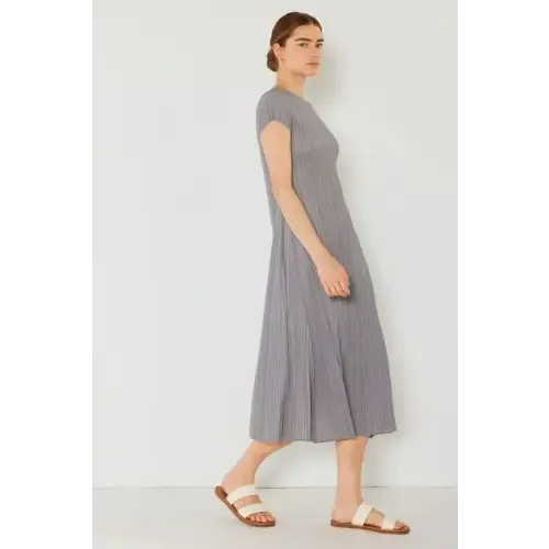 Pleated Sleeve Midi Dress