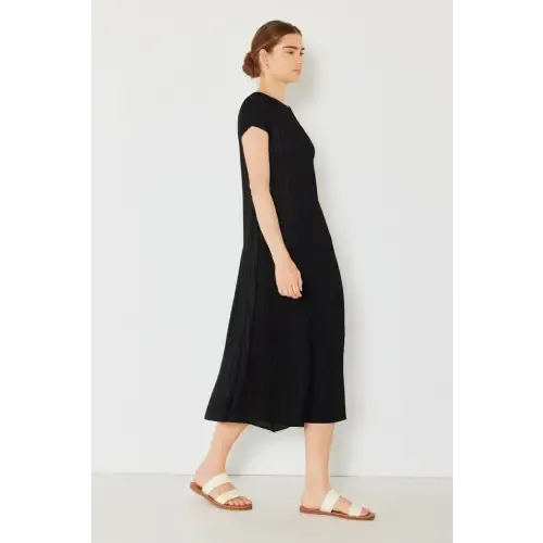 Pleated Sleeve Midi Dress