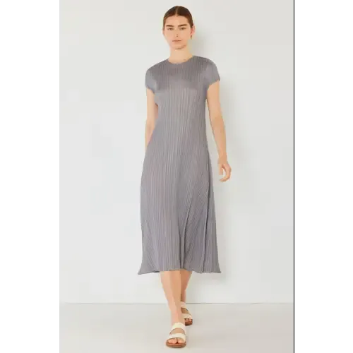 Pleated Sleeve Midi Dress