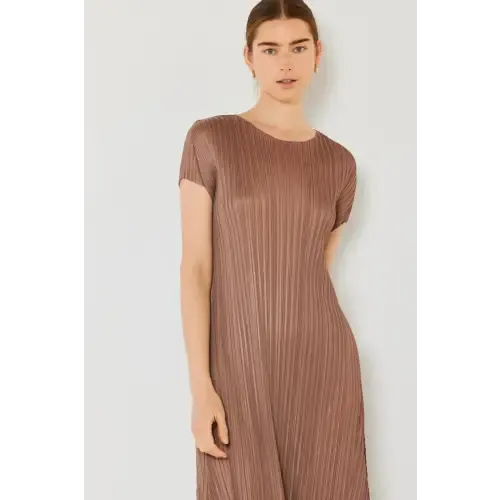 Pleated Sleeve Midi Dress
