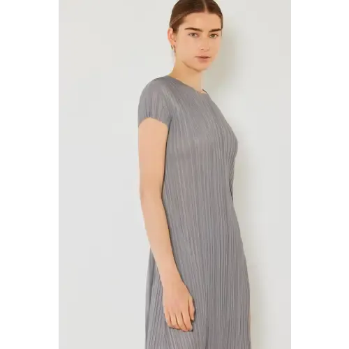 Pleated Sleeve Midi Dress