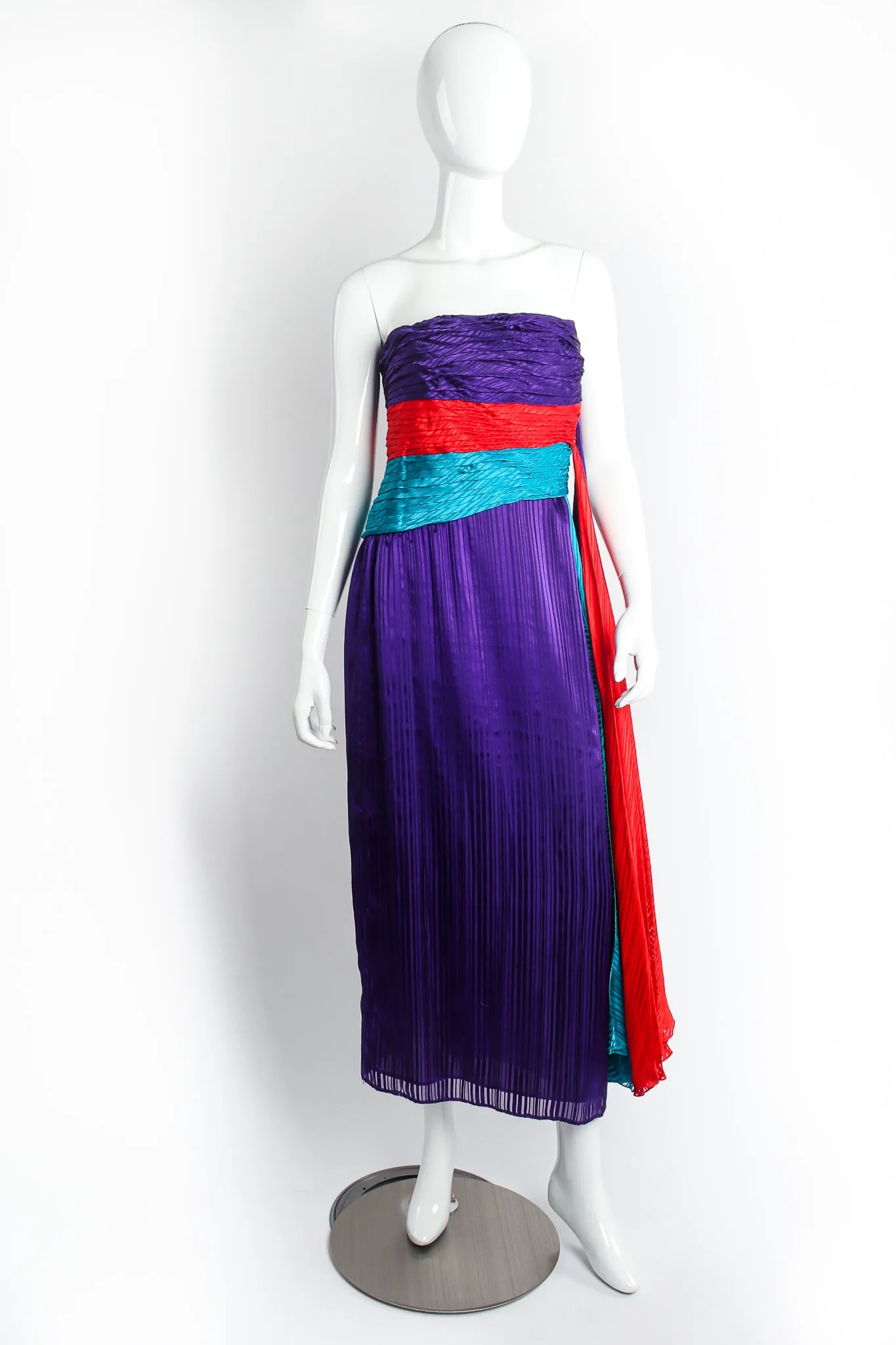 Pleated Strapless Sash Dress