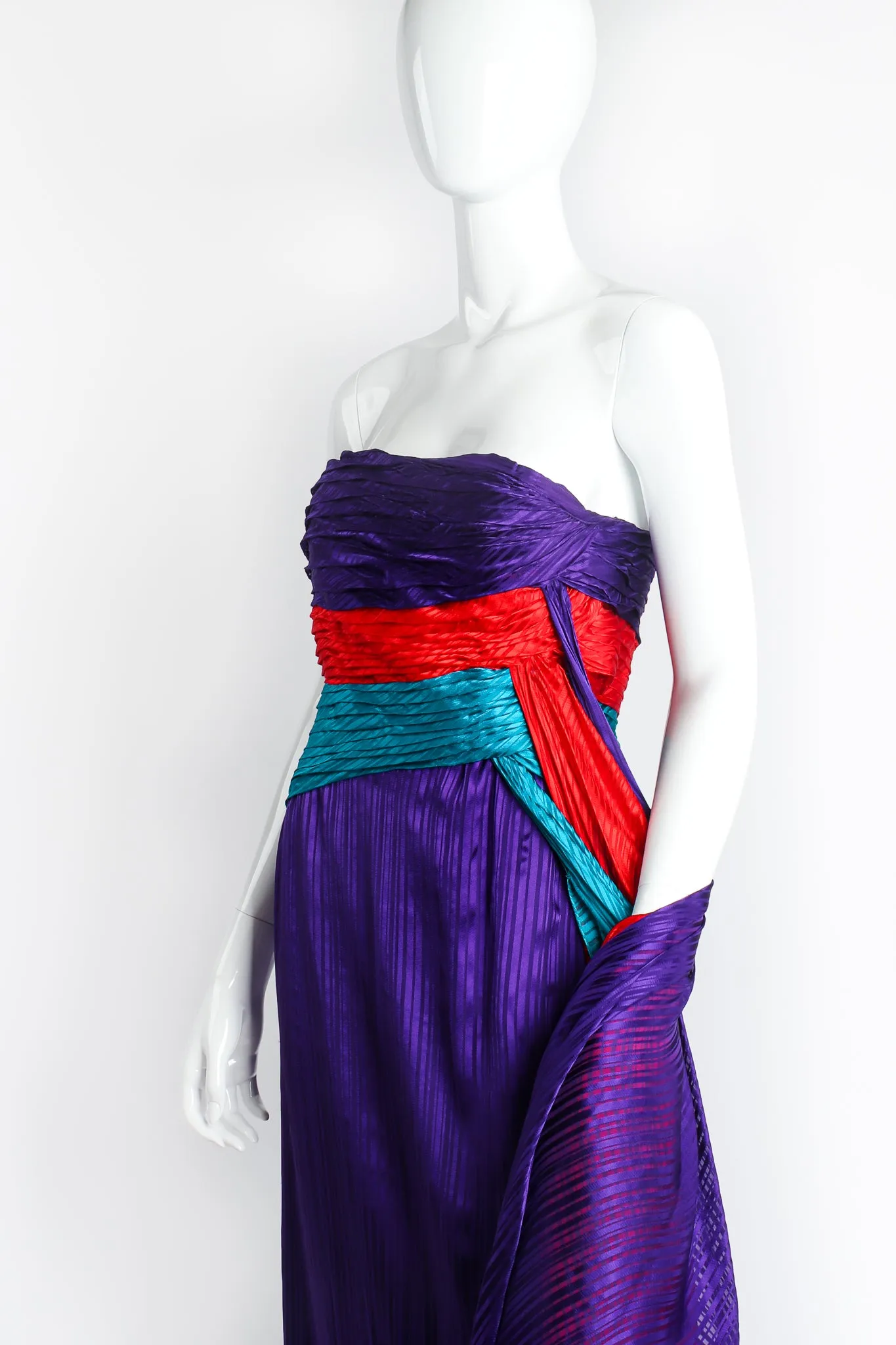 Pleated Strapless Sash Dress