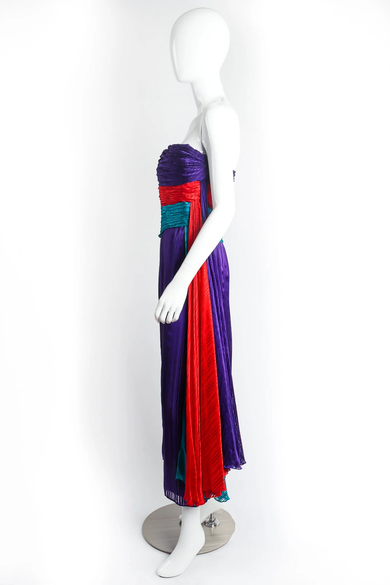 Pleated Strapless Sash Dress