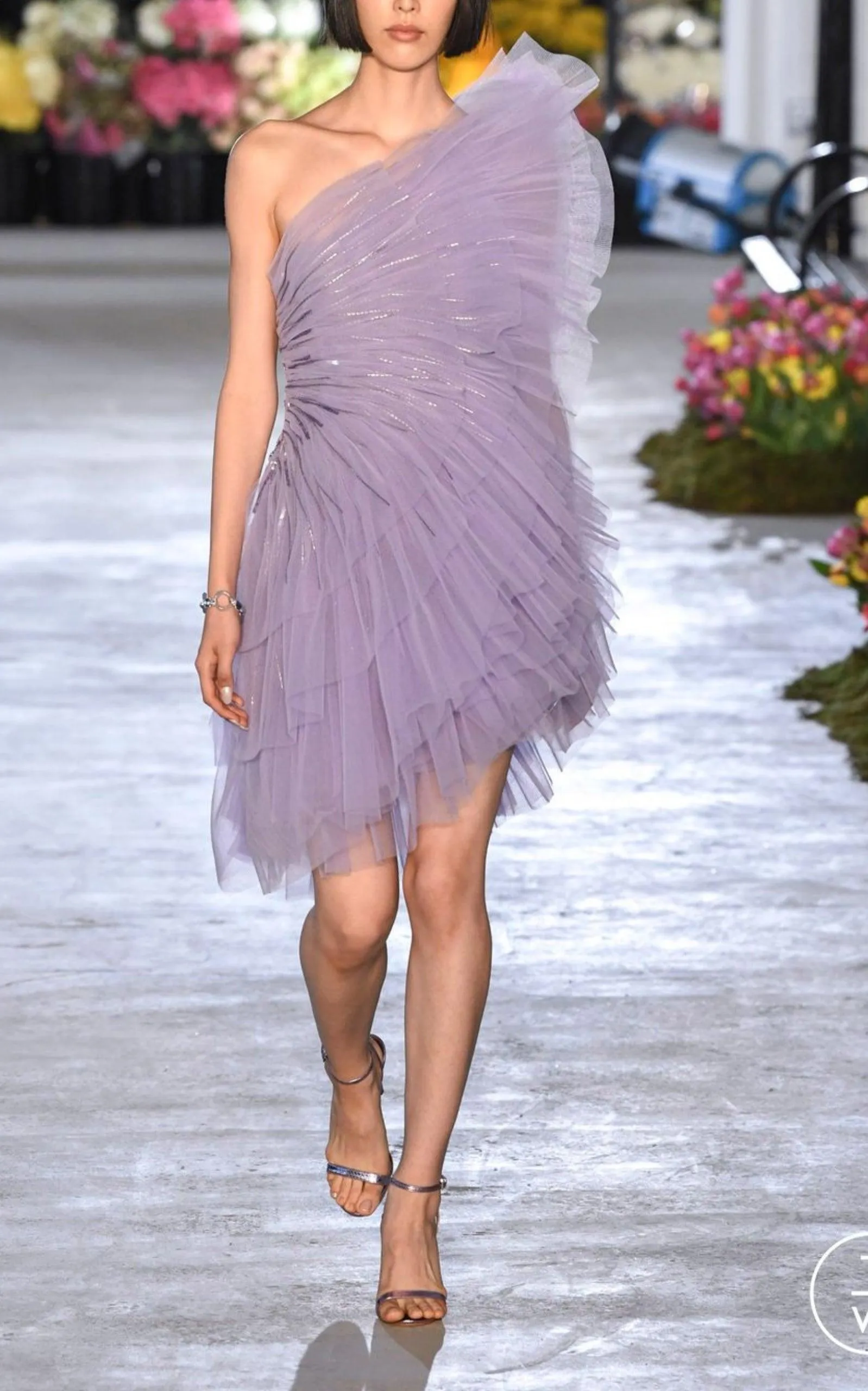 Pleated Tulle Mini Dress