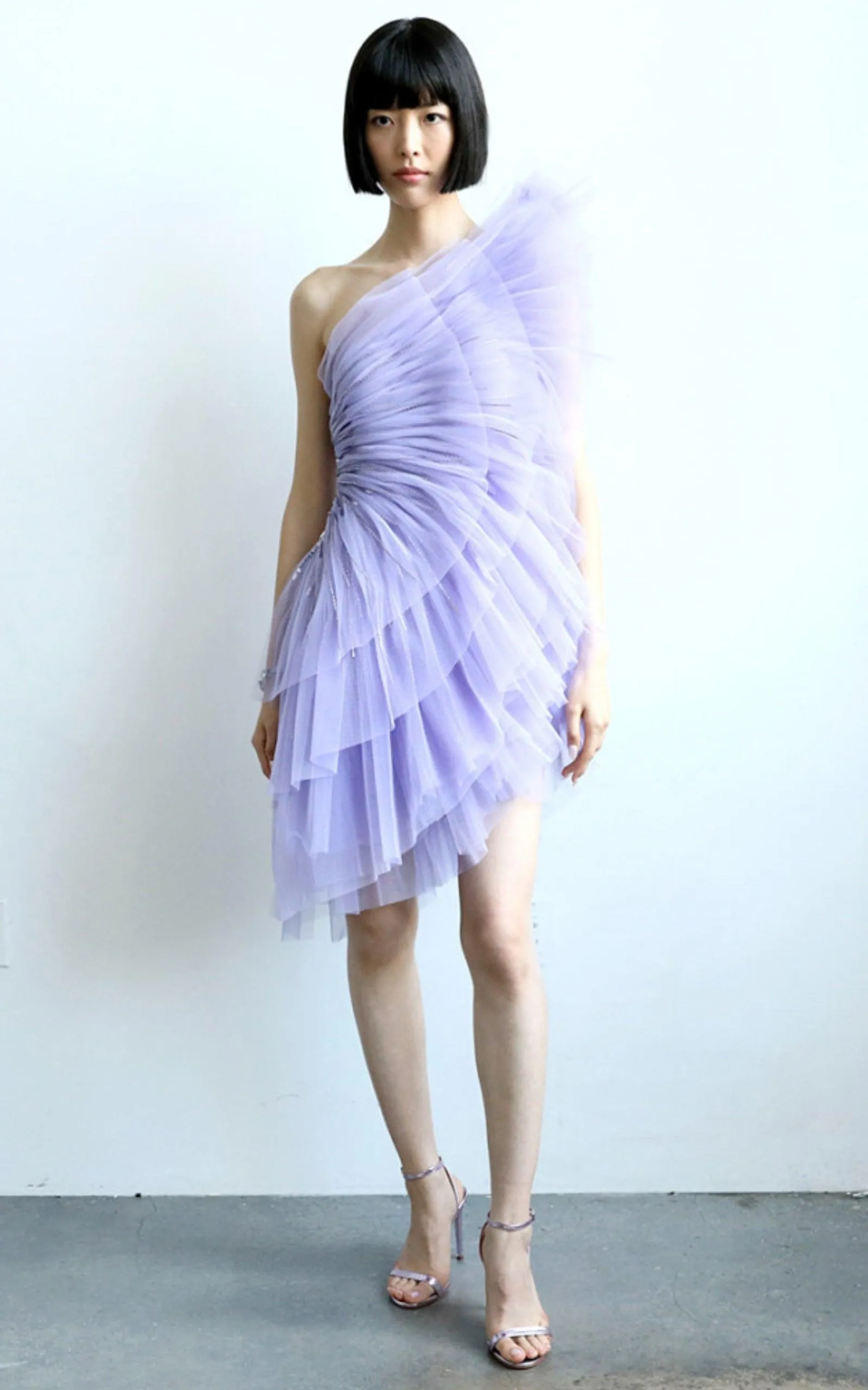Pleated Tulle Mini Dress
