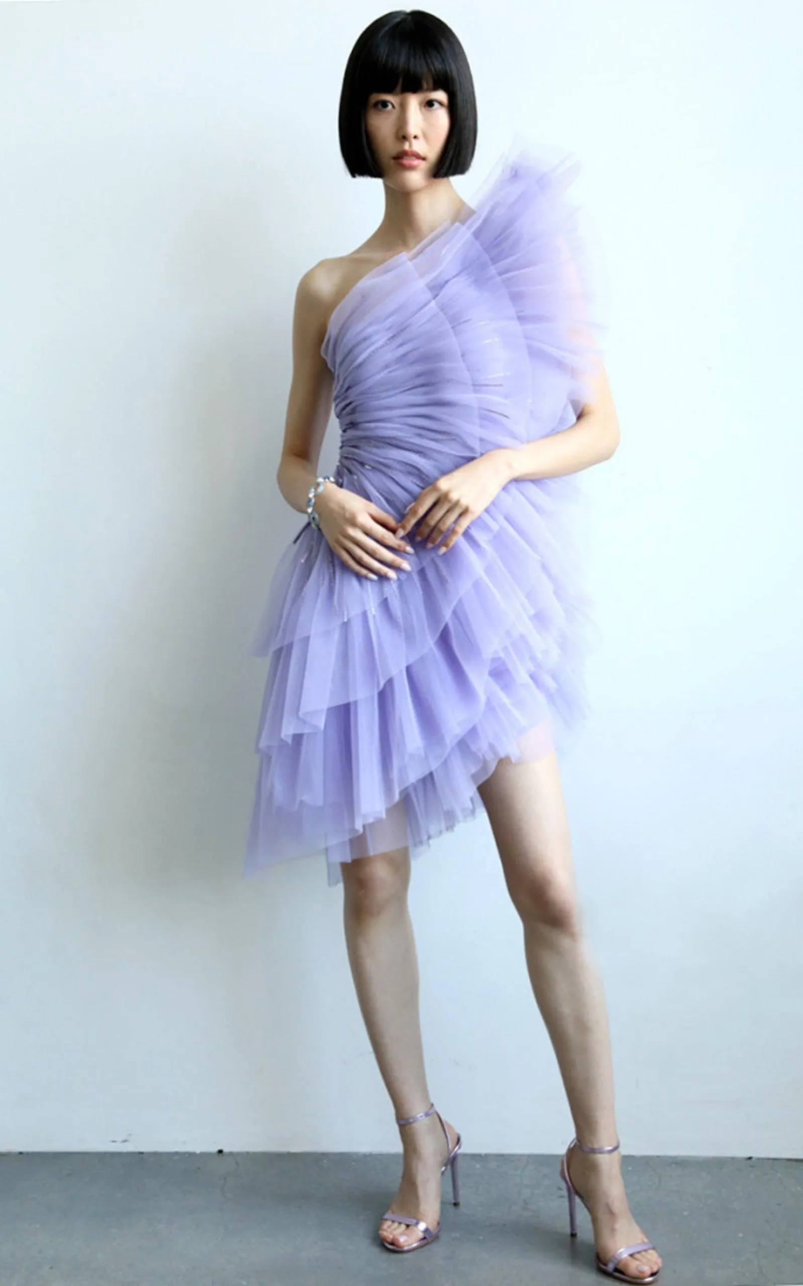 Pleated Tulle Mini Dress