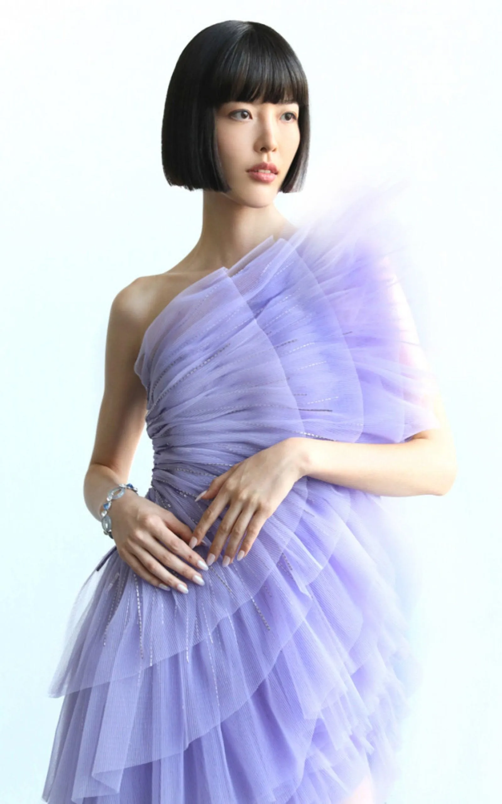 Pleated Tulle Mini Dress