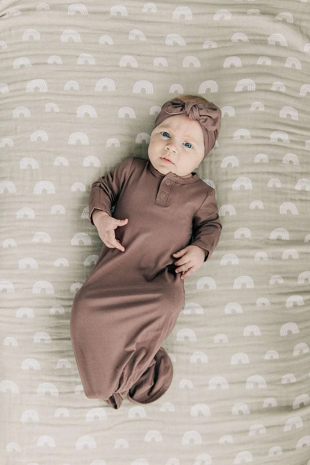 Plum Bamboo Knotted Baby Gown