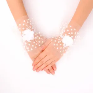Polka Dot Tulle Bridal Gloves Ankle Length Gloves Bracelet Tulle Transparent Bridal Gloves Accessory