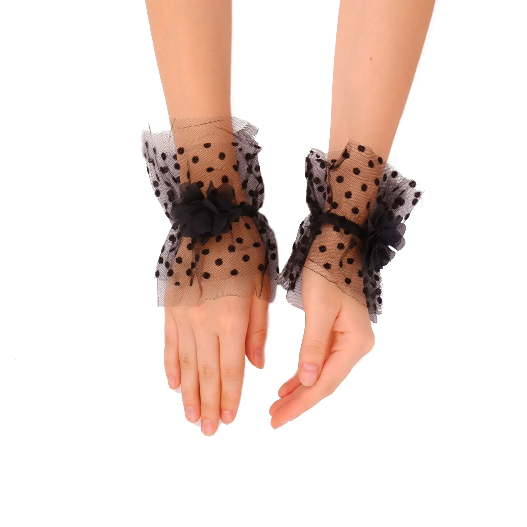 Polka Dot Tulle Bridal Gloves Ankle Length Gloves Bracelet Tulle Transparent Bridal Gloves Accessory