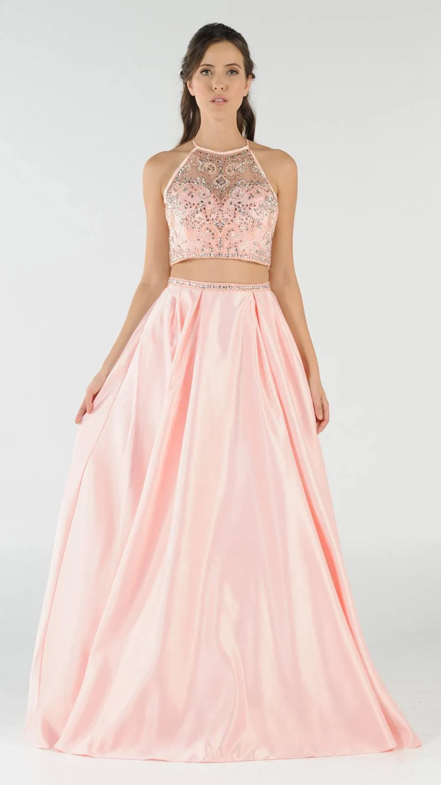 Poly USA 8210 Two-Piece Long Dress Satin Skirt with Pockets