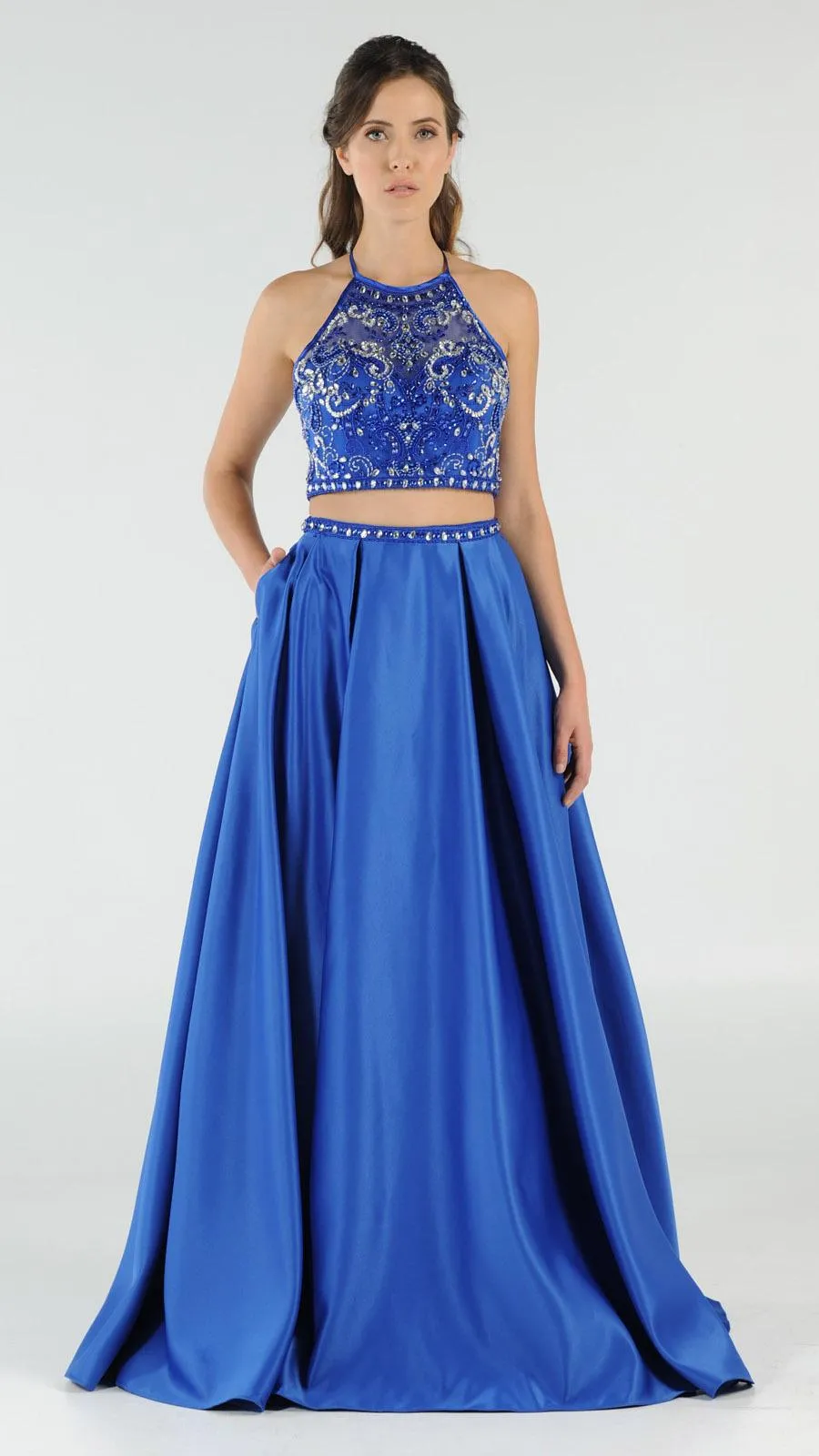 Poly USA 8210 Two-Piece Long Dress Satin Skirt with Pockets