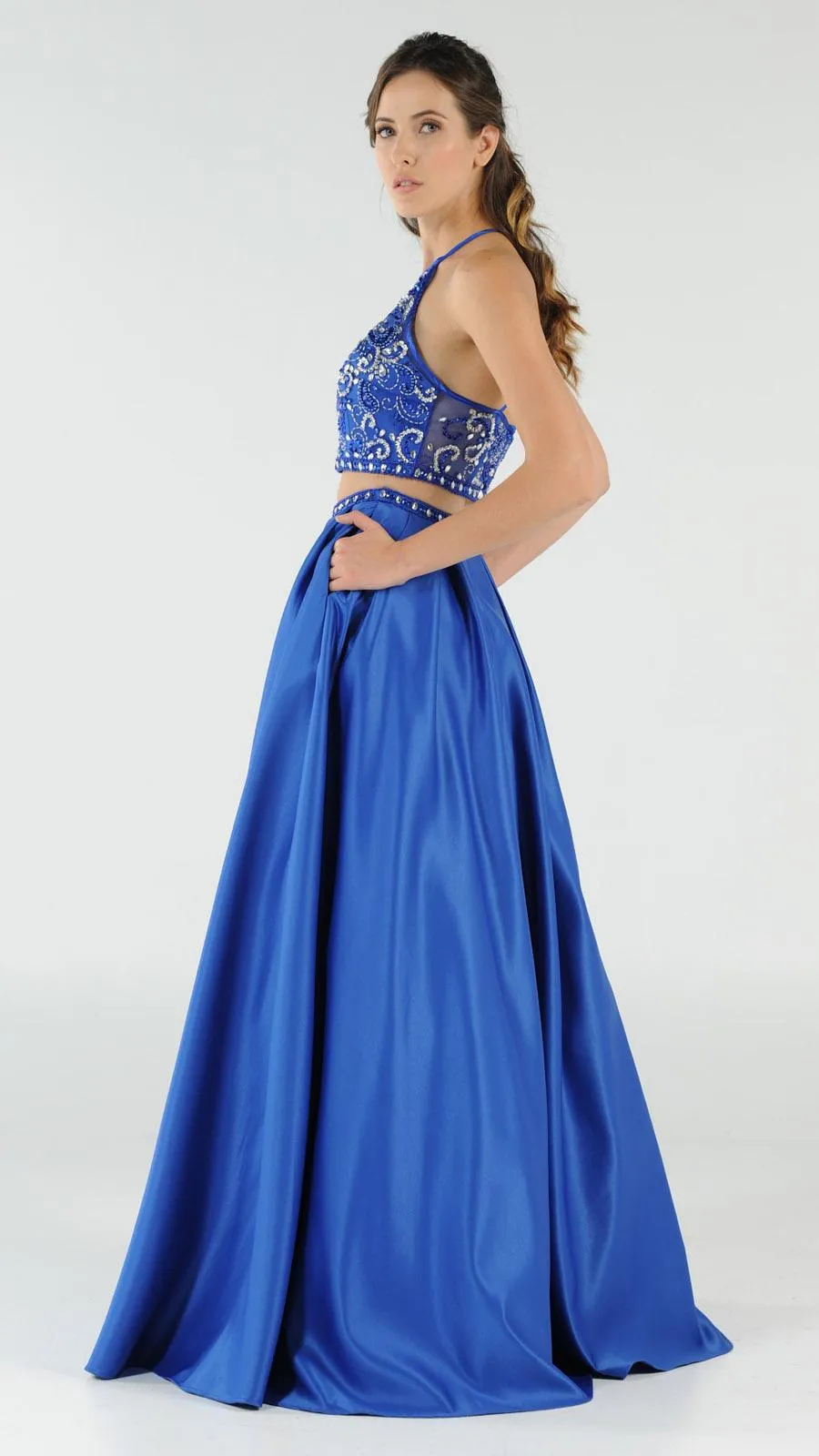 Poly USA 8210 Two-Piece Long Dress Satin Skirt with Pockets