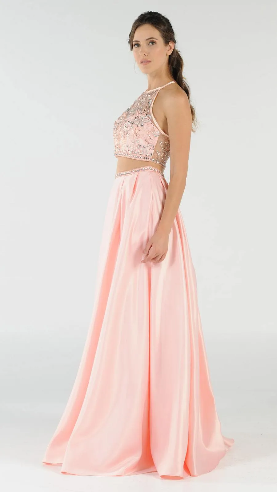 Poly USA 8210 Two-Piece Long Dress Satin Skirt with Pockets