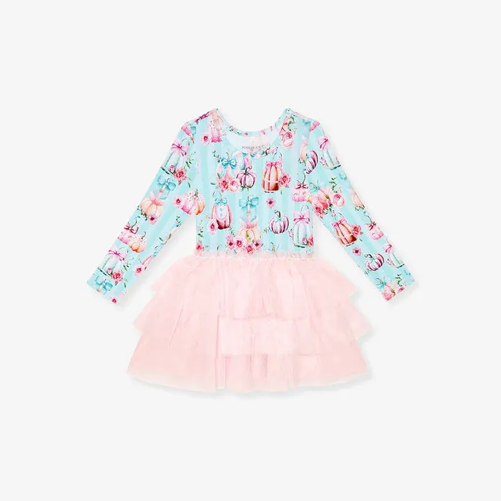Posh Peanut Long Sleeve Tulle Tiered Dress