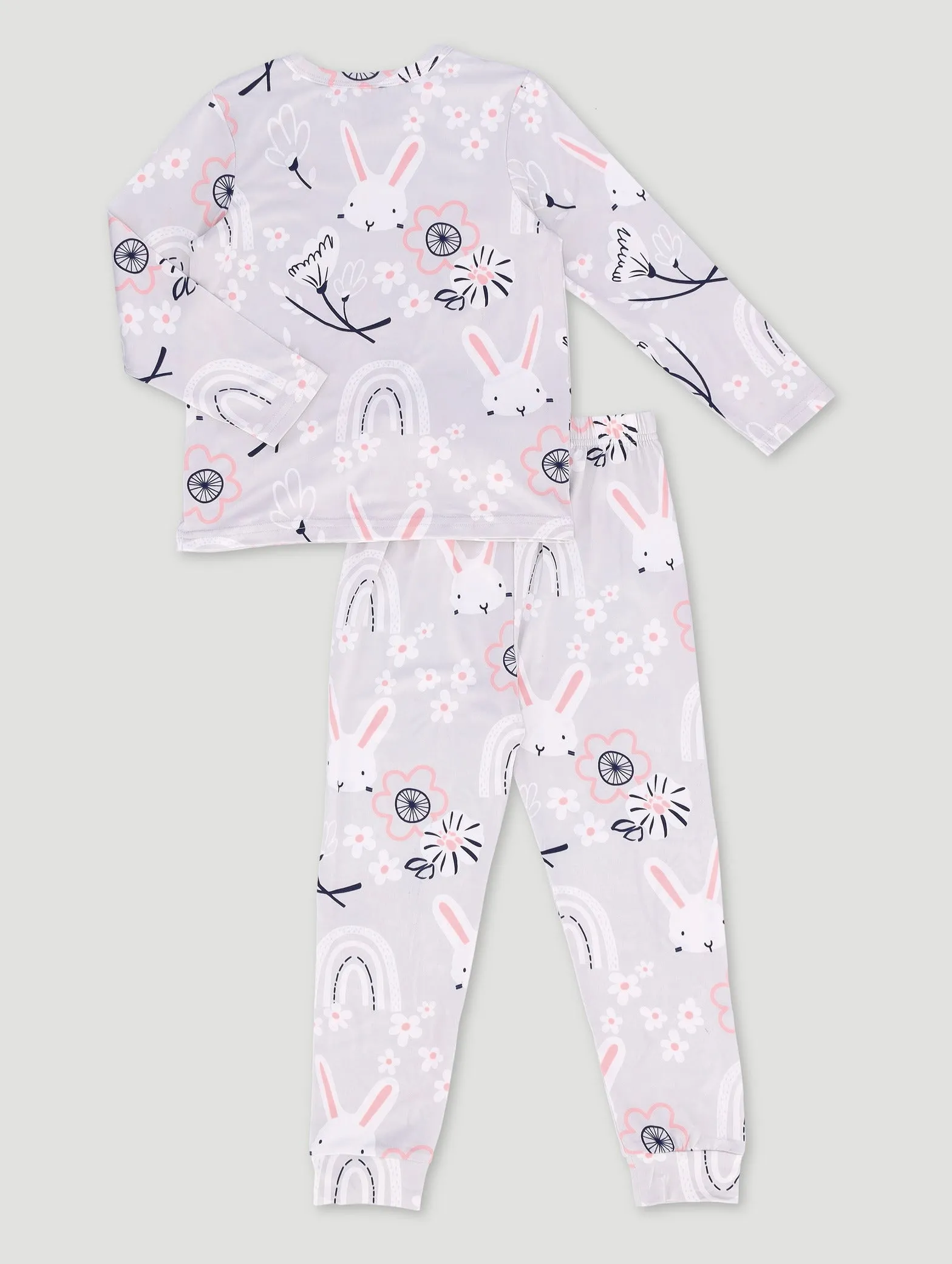 Pre-Girls Long Sleeve Bunnies Print Set - Pink