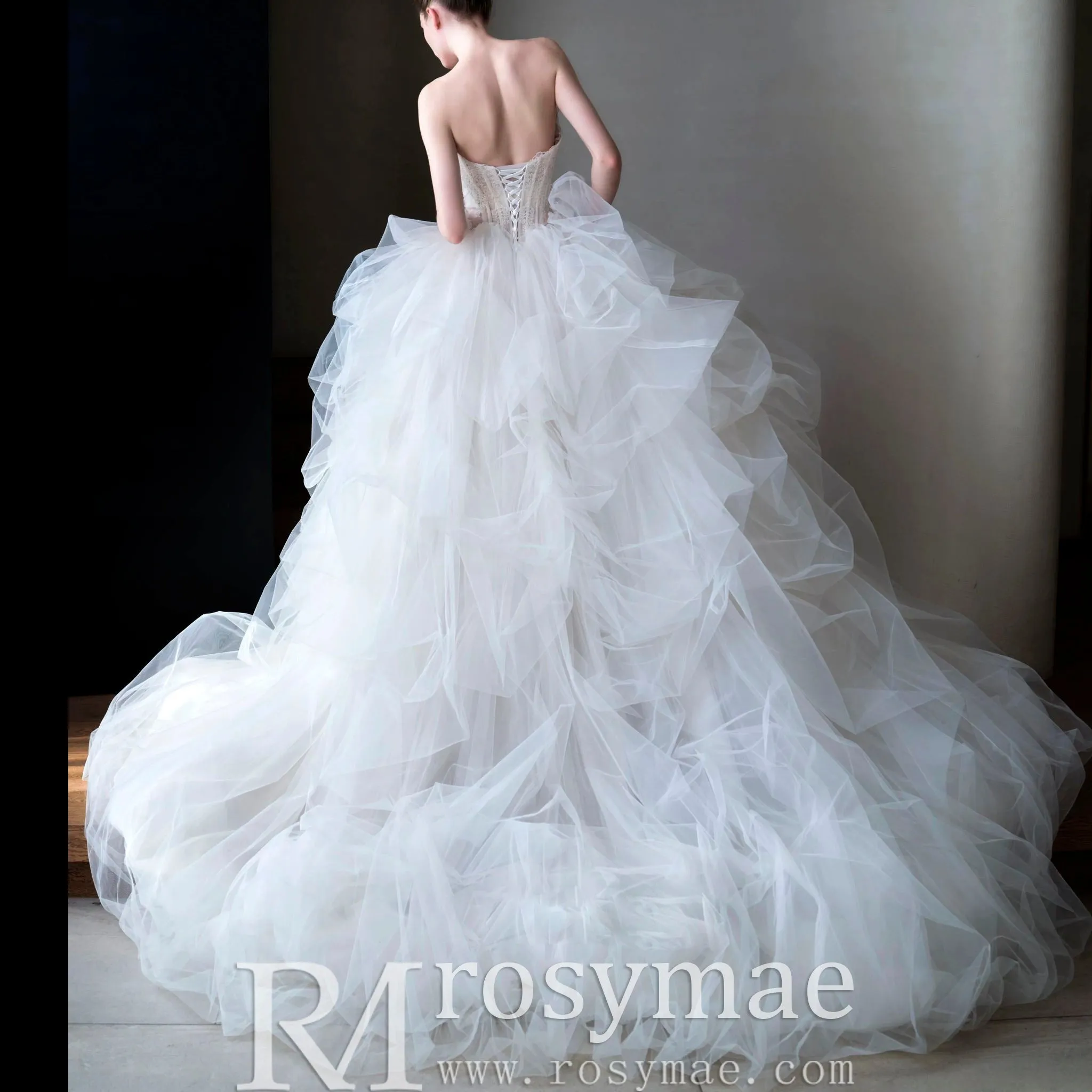 Princess Couture Sleeveless Tulle Wedding Dress with Ruffle