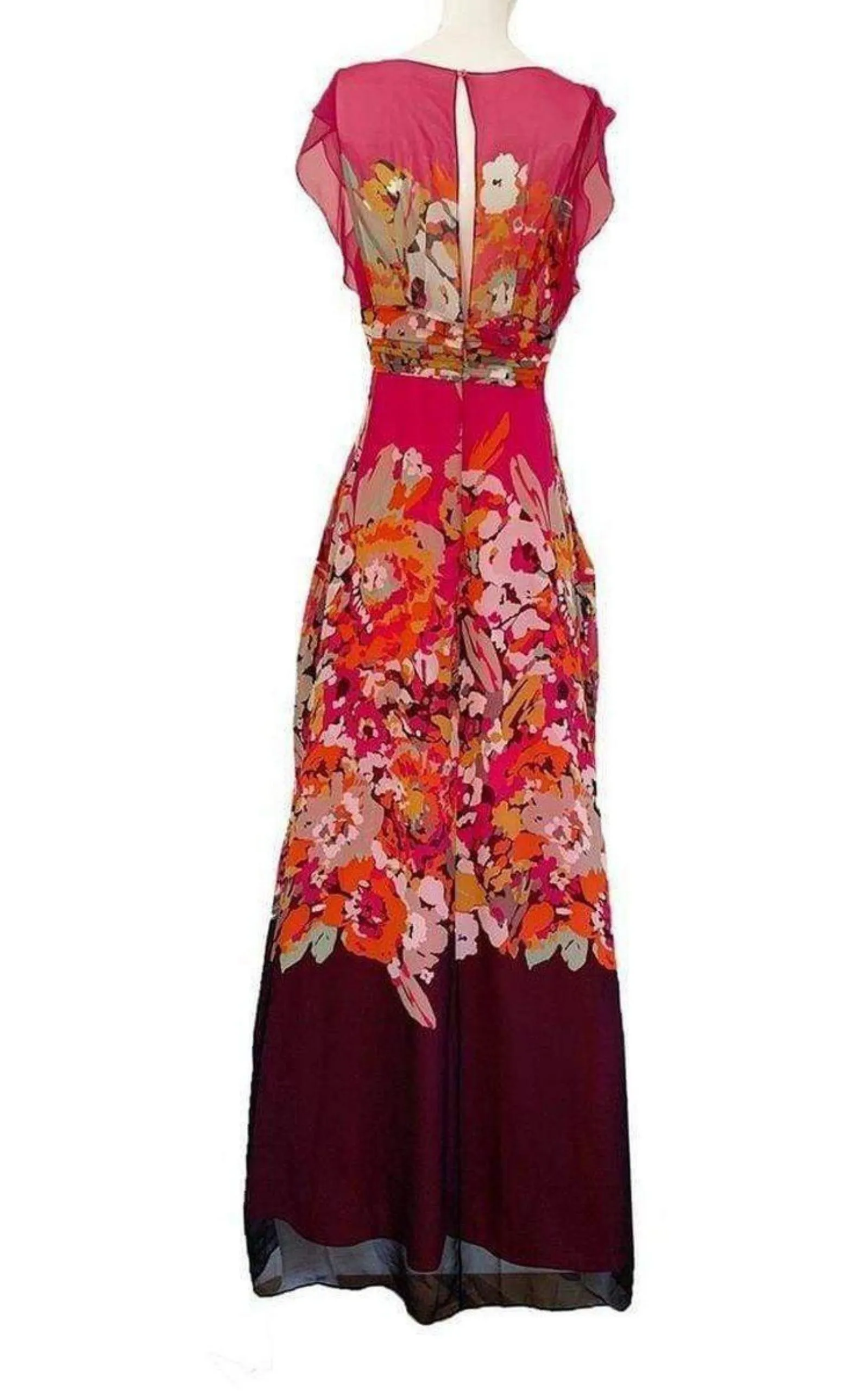 Printed Silk V-Neck Maxi Dress