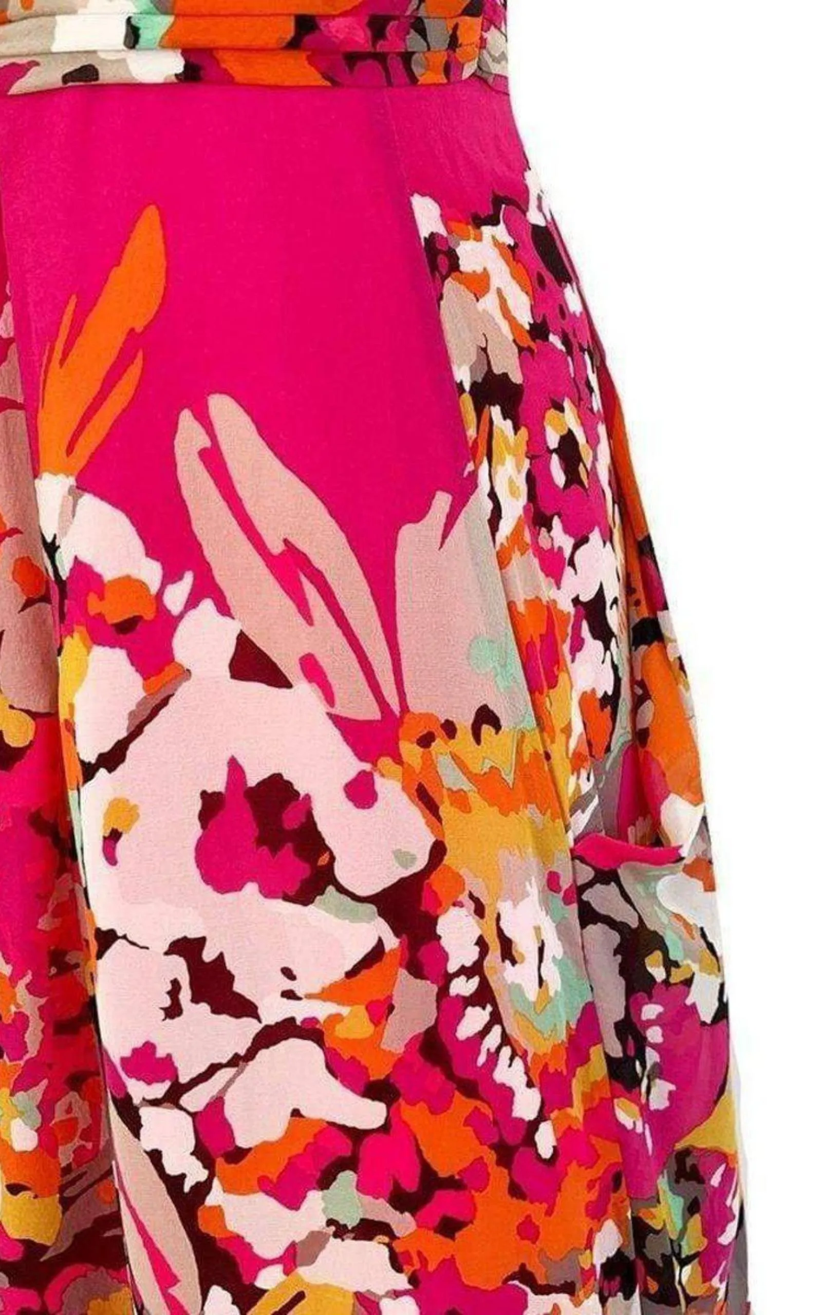 Printed Silk V-Neck Maxi Dress