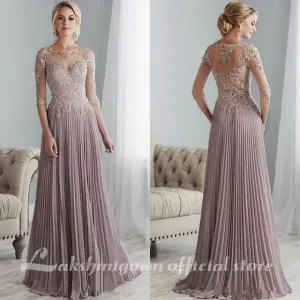 Purple Lace Mother of the Bride Dresses Plus Size Half Sleeves Groom