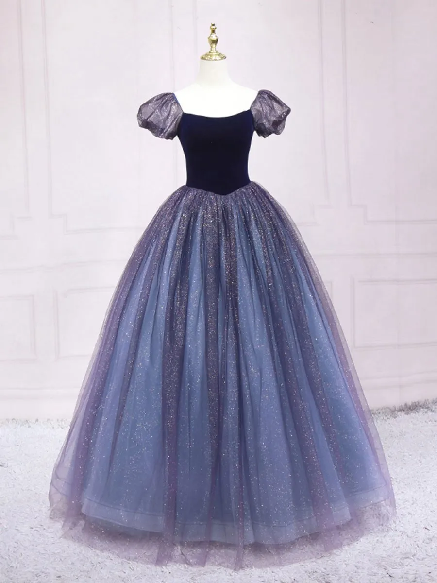 Quinceanera Dresses Tulle Long Prom Dresses Shiny Tulle Formal Gown Sweet Dresses