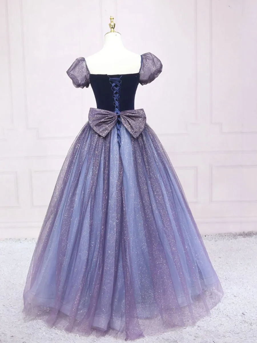 Quinceanera Dresses Tulle Long Prom Dresses Shiny Tulle Formal Gown Sweet Dresses