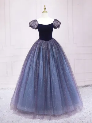 Quinceanera Dresses Tulle Long Prom Dresses Shiny Tulle Formal Gown Sweet Dresses