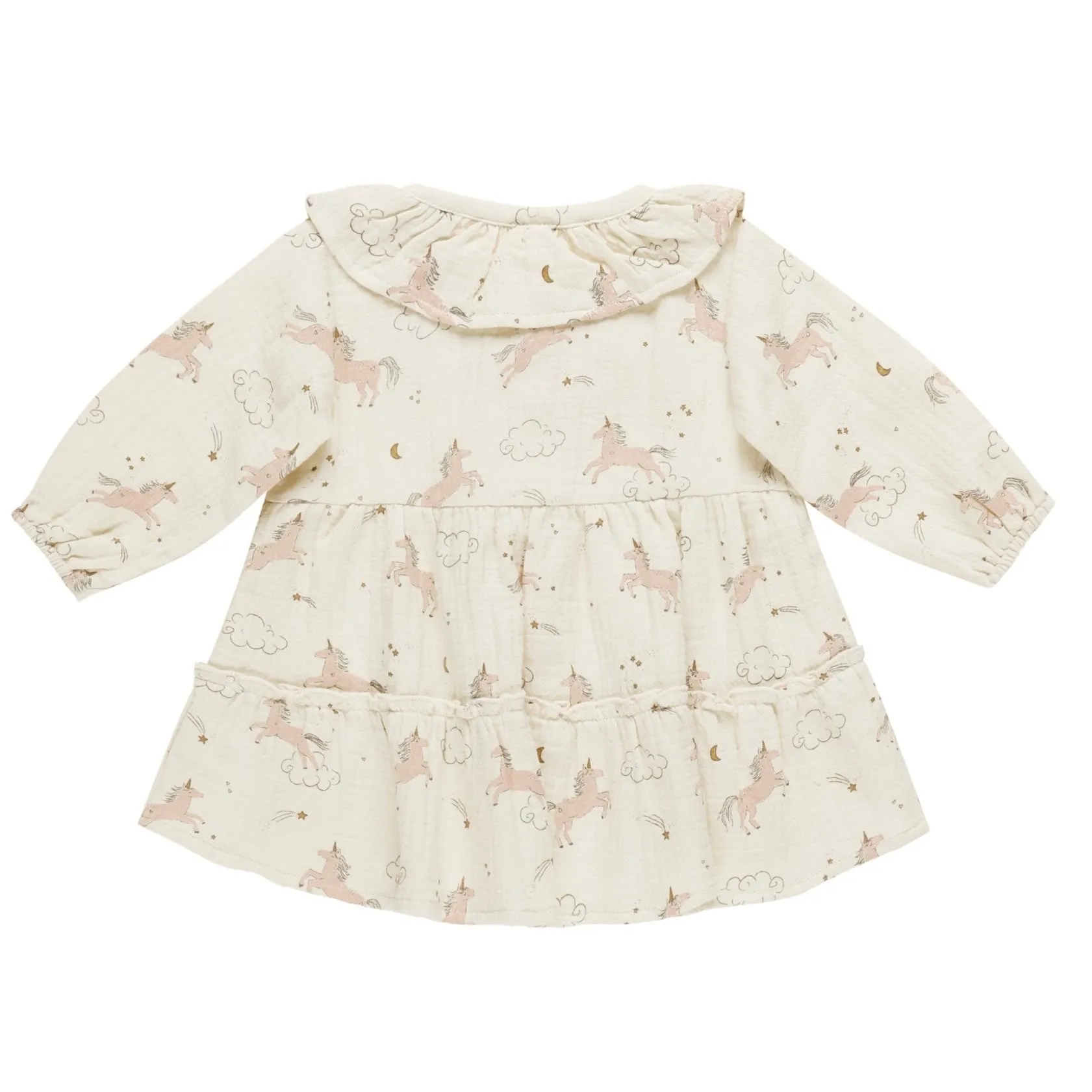 Quincy Mae Ruffle Collar Button Dress || Unicorns
