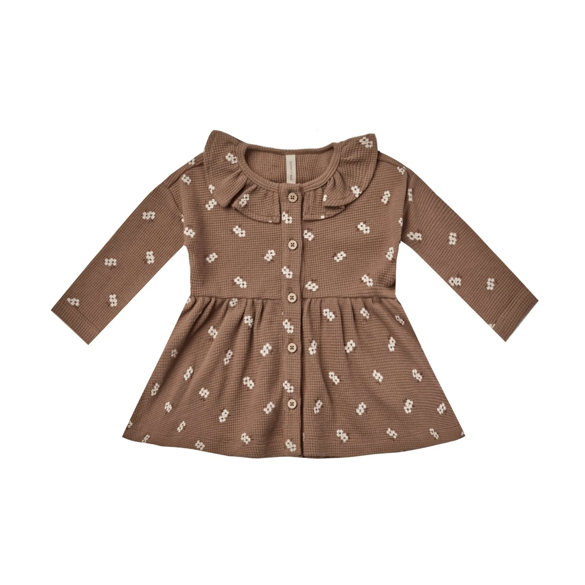 Quincy Mae Waffle Button Dress - Cocoa Floral