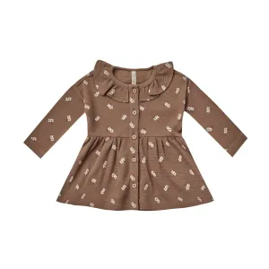 Quincy Mae Waffle Button Dress - Cocoa Floral