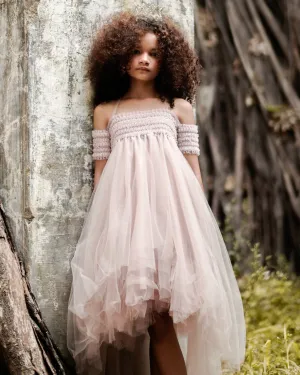 "Elodie" Pale Rose Beaded Sparkle Tulle Dress