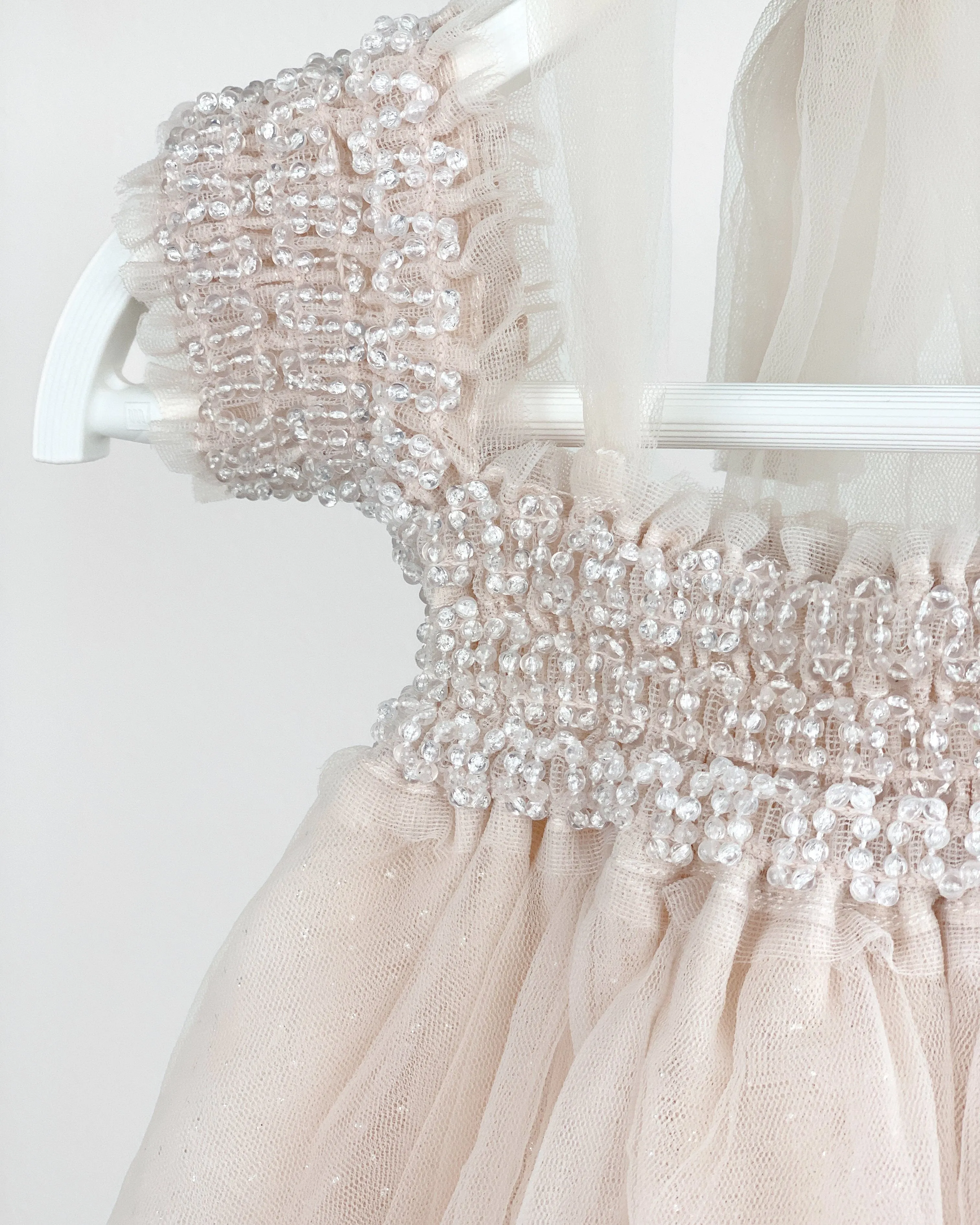 "Elodie" Pale Rose Beaded Sparkle Tulle Dress