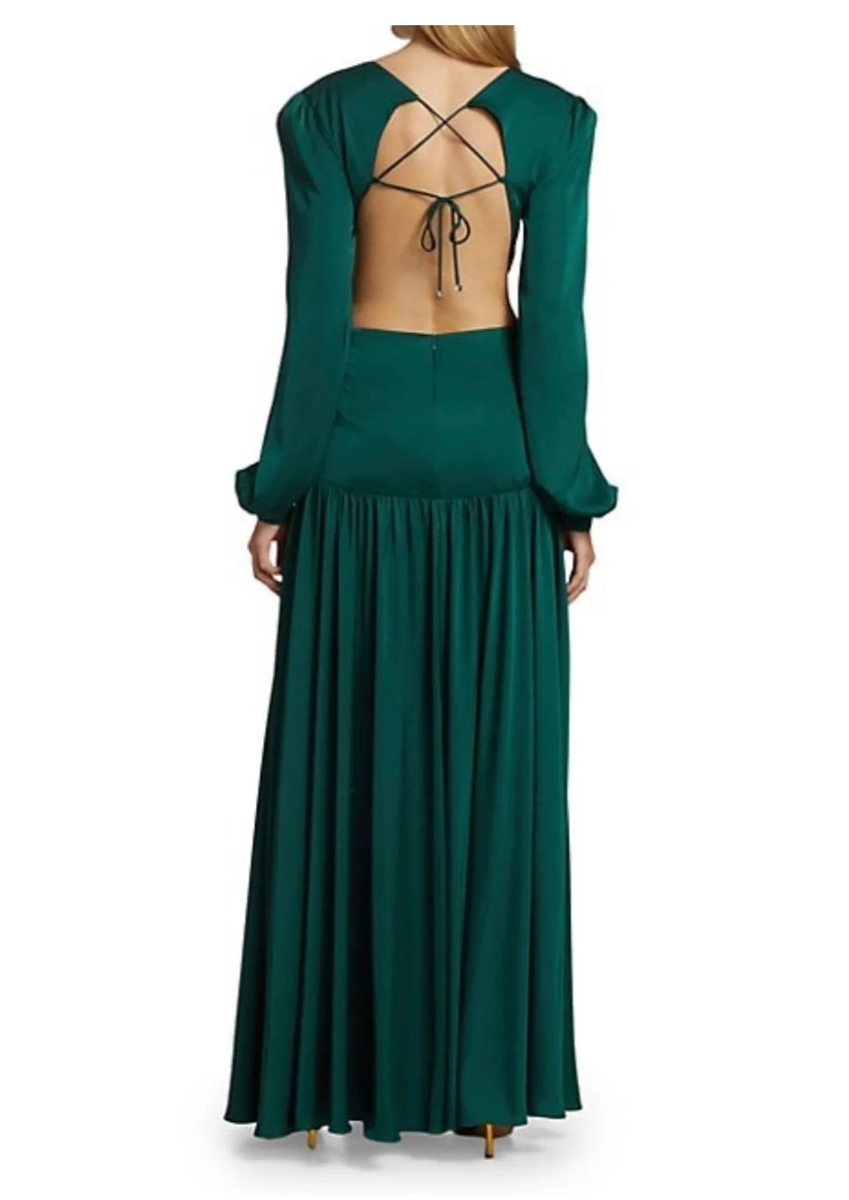 "MYKONOS" GREEN OLIVE CUT OUT LONG SLEEVE MAXI DRESS