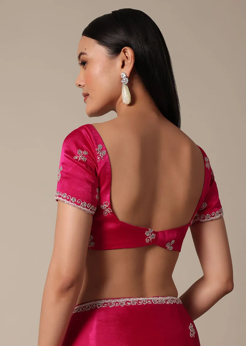 Radiant Pink Saree With Stone Embellishments All Over