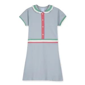 Raleigh Dress -- Moody Blue w/ Coral, Ivory & Green