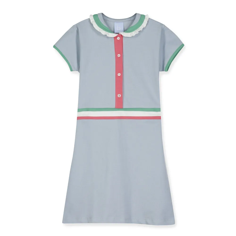 Raleigh Dress -- Moody Blue w/ Coral, Ivory & Green