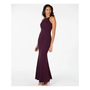 R&amp;M RICHARDS Womens Purple Sleeveless Full-Length Mermaid Formal Dress Size: 4