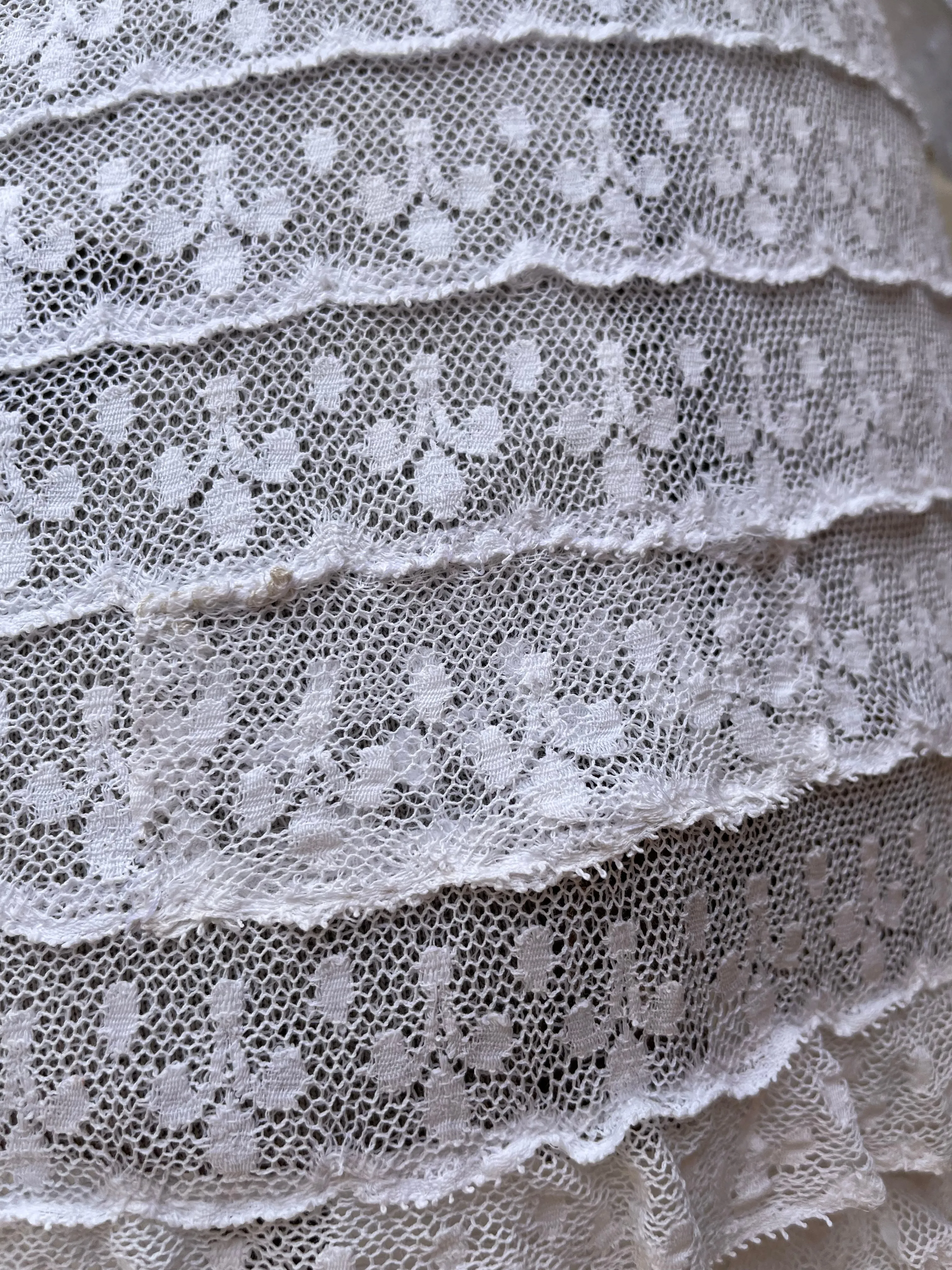 Rare Edwardian Tiered Lace Mesh Gown