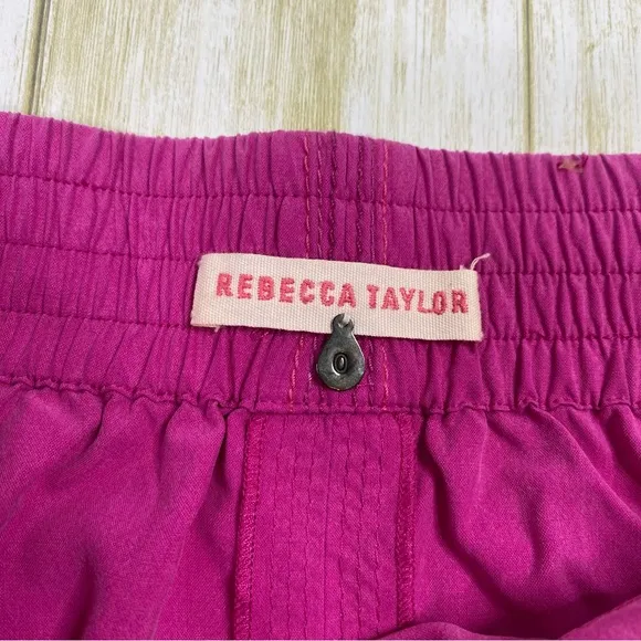 Rebecca Taylor Magenta Pink Purple 100% Silk Mini Skirt