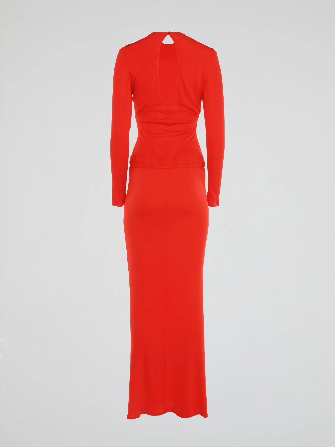 Red Cut Out Long Sleeve Dress