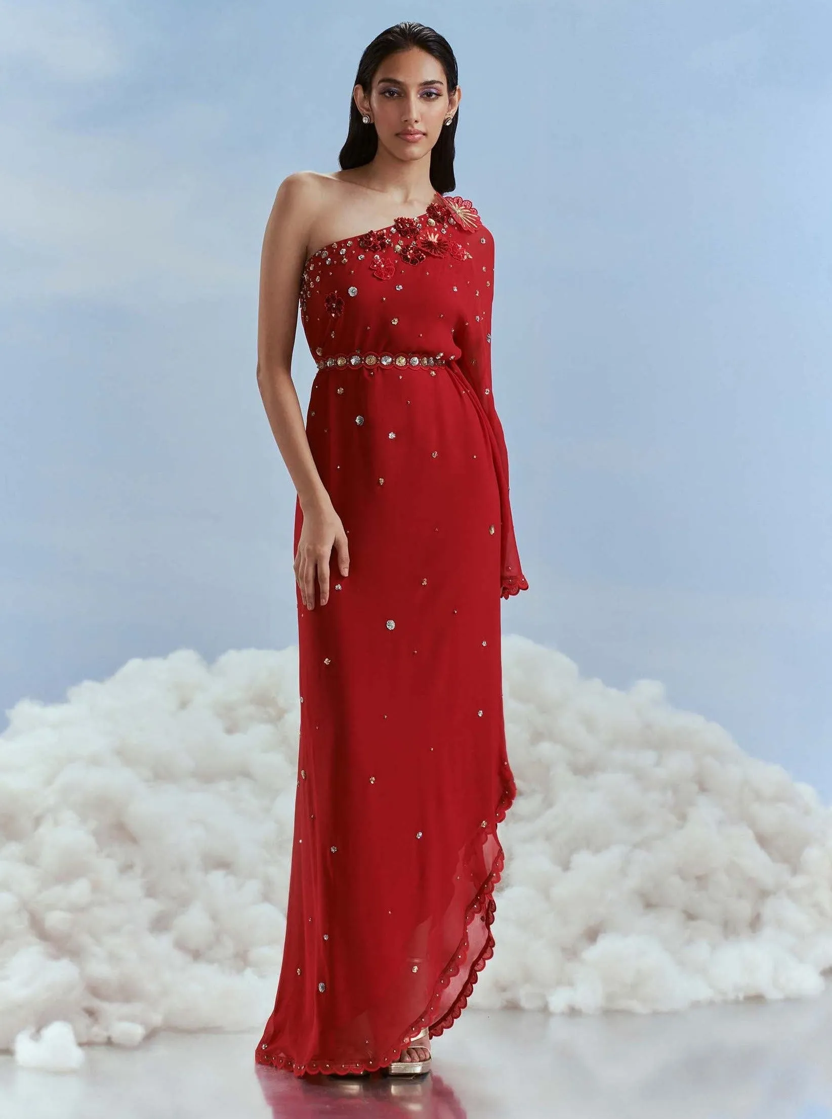 Red metallic izmir toga dress