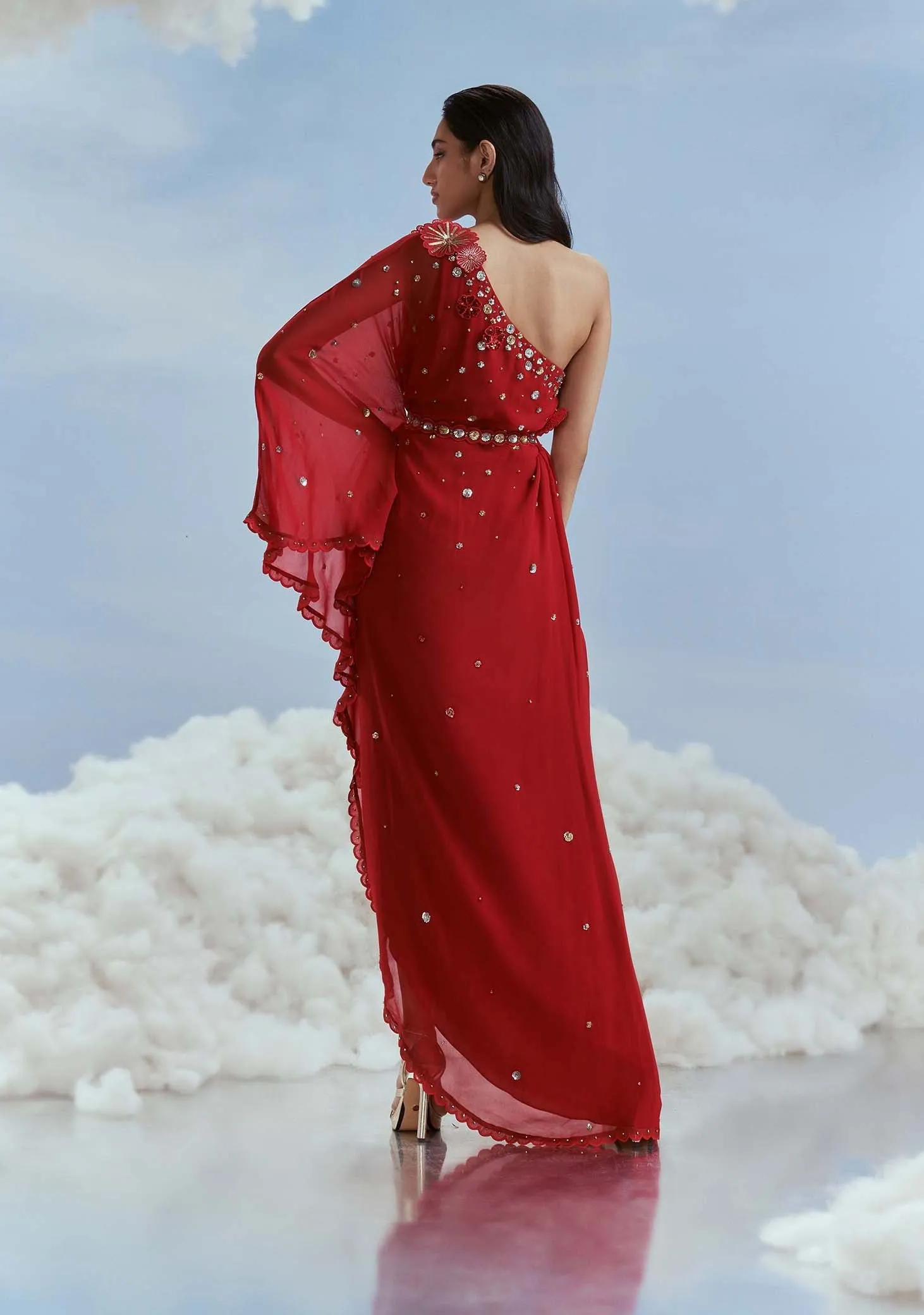 Red metallic izmir toga dress