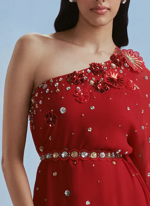 Red metallic izmir toga dress