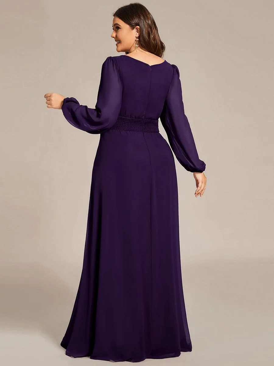 Robe demoiselle d'honneur en mousseline à taille haute Manches bouffantes