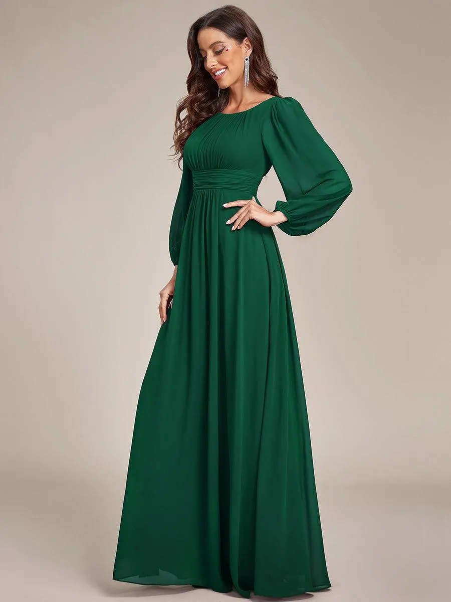 Robe demoiselle d'honneur en mousseline à taille haute Manches bouffantes
