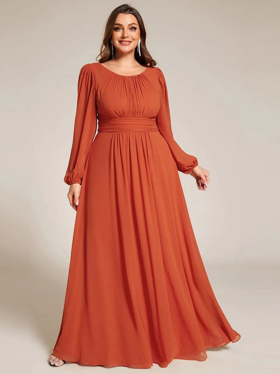 Robe demoiselle d'honneur en mousseline à taille haute Manches bouffantes