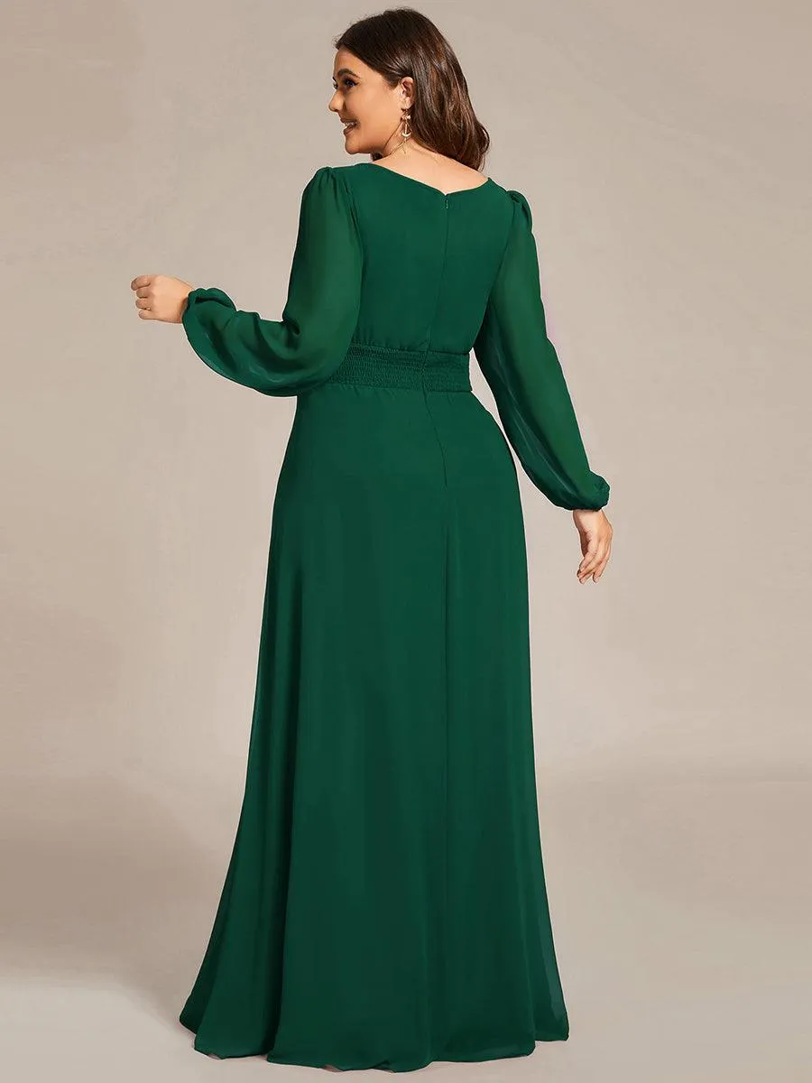 Robe demoiselle d'honneur en mousseline à taille haute Manches bouffantes