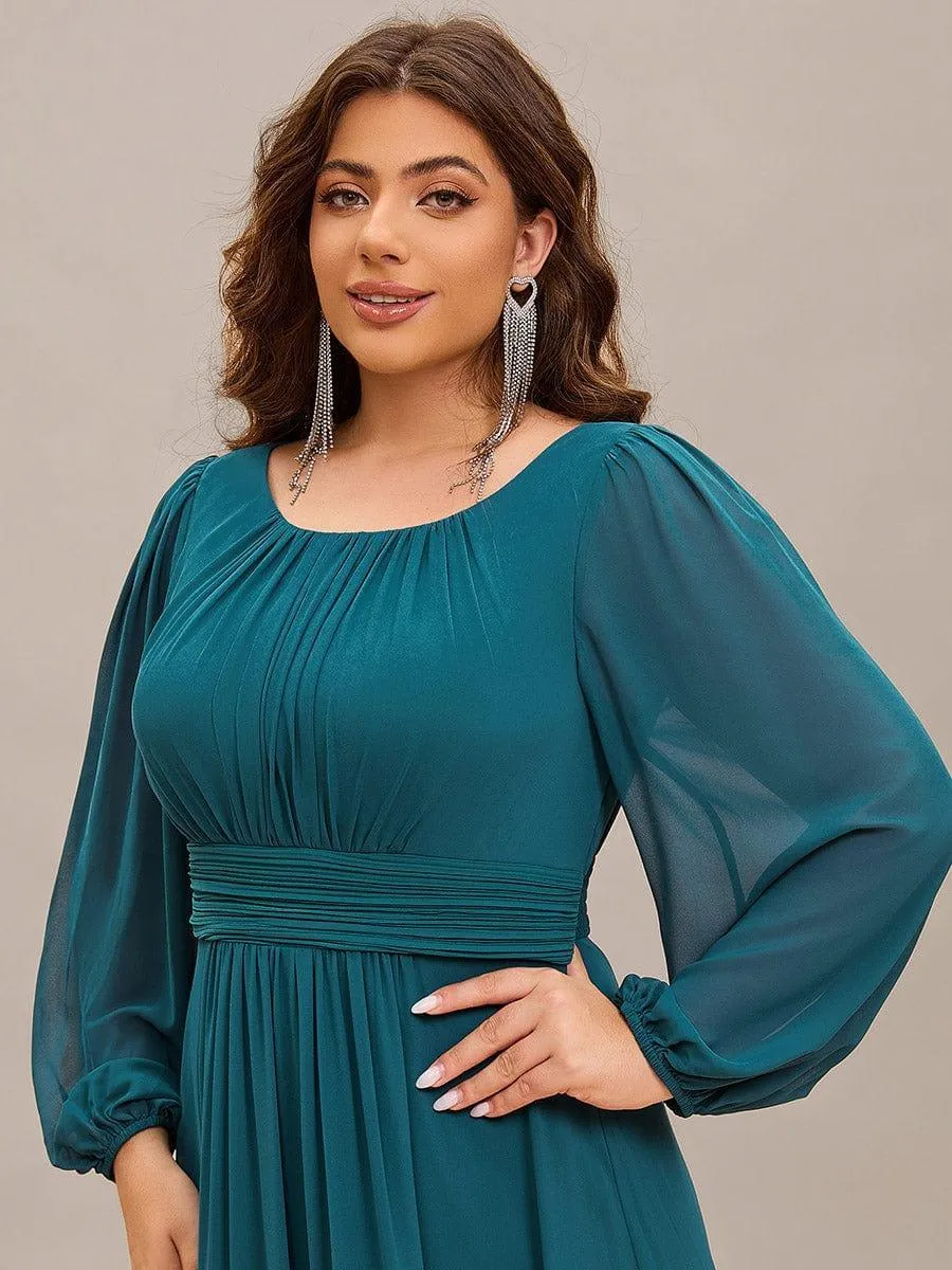 Robe demoiselle d'honneur en mousseline à taille haute Manches bouffantes